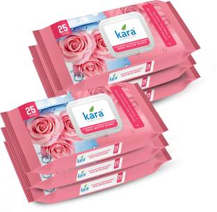 KARA Rose Water Facial Wet Wipes | Cleansing & Refreshing | For a Natural Glow |