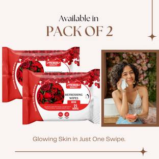 skinic Rose Soothing Face Wipes – Gentle & Moisturizing | Pack of 2 (50 Each)