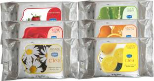 GINNI Refreshing & Cleansing Facial Wipe (Rose,Lemon,Aloevera,Strawberry,Antiacne) (pack of 6) (30 wipes in each pack)