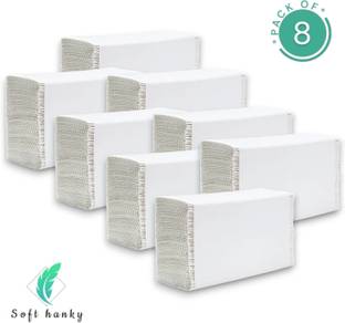softhanky M Fold Tissue Paper Towel, Quick Absorbent, 100% Virgin Paper, White Napkins