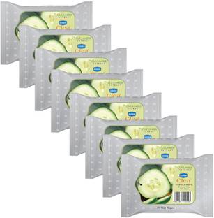 GINNI CLEA Cleansing & Make-up Remover Wet Wipes (Cucumber) (Pack of 8) (30 Wipes Per Pack)