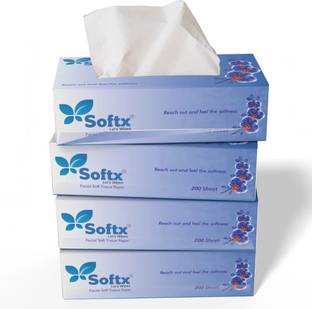 softx Blue Facial Tissue 2 Ply (100 Pulls Each Box) For Home/Office/Car.