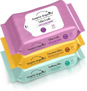 Sceptre Organics Refreshing & Hydrating Cleansing Wet Wipes For Face with 3 Different Fragrances