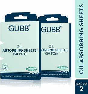 GUBB Oil Absorbing Sheets For Face Pack of 2, Blotting Paper For Oily Skin - 50 Sheets Each
