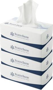 SILKEN SNOW 2 Ply 100 Pulls Facial Tissue Paper Box, Car Tissue Box, Face Tissue - 400 Pulls
