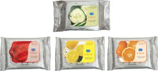 GINNI Makeup Remover & Cleansing Wet Wipes Combo Set-Orange,Lemon,Rose (Pack of 10) & Cucumber(Pack of 30)