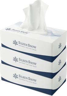 SILKEN SNOW 2 Ply 100 Pulls Facial Tissue Paper Box, Car Tissue Box, Face Tissue - 300 Pulls