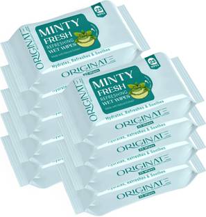 ORIGINATE Minty Fresh Refreshing? Wet Wipes for Easy Makeup, Excess Oil Removal-Pack of 9