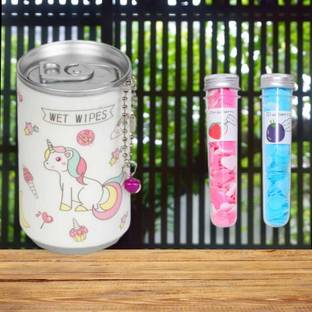 asija makeovers Unicorn Wet Wipes Face Tissue Can & 2 flower paper soap