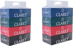 CLARET 4 in 1, 2Ply Facial Tissues bag 100% Virgin Paper 100 Pulls Per Box, 1600 Sheets