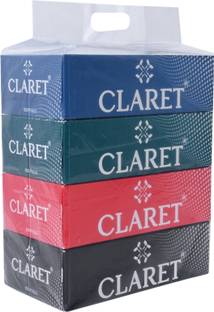 CLARET Facial Tissue Box 100 Pulls,2-Ply,18 x 20 cm,Soft & Multipurpose 4 IN 1