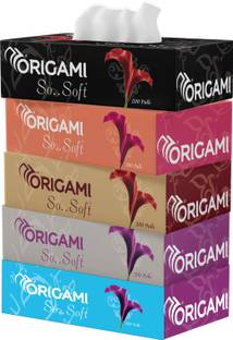 Origami 2 Ply Facial Tissues Pack of 5 - 200 Pulls Per Box