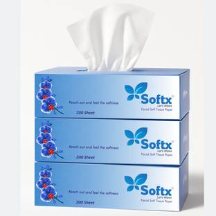 softx Blue Facial Tissue 2 Ply (100 Pulls Each Box) For Home/Office/Car.