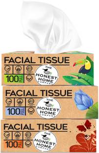 The Honest Home Company 2 Ply Facial Tissues Box - 100 Pulls - Pack of 3 (300 Pulls)