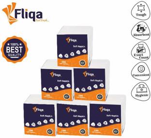 FLIQA Soft Tissue Paper Napkin For Kitchen, Home (Tissue Paper- 600) (Pack of 6)