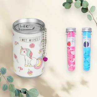 asija makeovers Best quality 1 Unicorn Print Wet Wipes Mini Tin with 2 Paper Soap Bottle