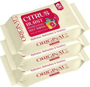 ORIGINATE Citrus Morning Refreshing Wet Wipes for Easy Makeup Excess Oil Removal-