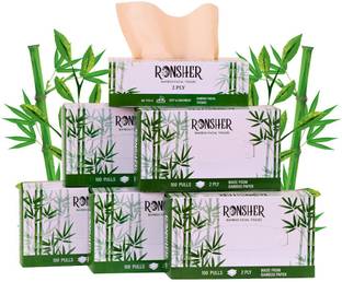 RONSHER 2-ply Bamboo Facial tissue paper| 100 pulls |Pack of 6