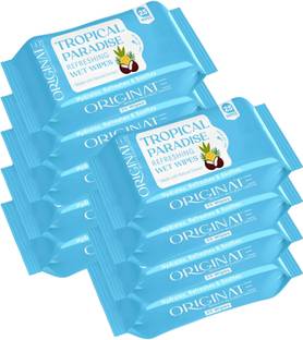 ORIGINATE Tropical Paradice Refreshing Wet Wipes for Easy Makeup Excess Oil Removal-Pack-3