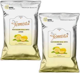 Femista 2pcs lemon Moisturizing Facial Wet Wipes face Tissue Cleansing Refreshing Wipes
