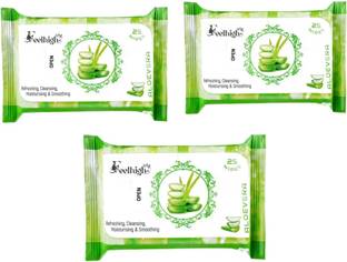 feelhigh Aloevera Daily Cleansing Facial Wipes 25 Each- Makeup Remover Refreshing Wipes