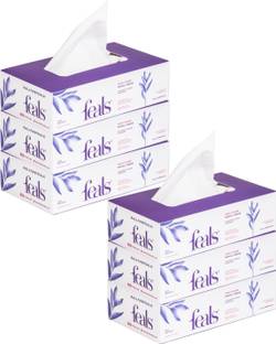 FEALS 2 Ply Facial Tissue Paper Box - 100 Pulls / Box (Pack of 6)
