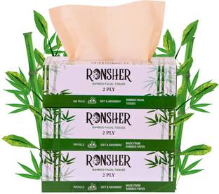 RONSHER 2-ply Bamboo Facial tissue paper| 100 pulls |Pack of 3
