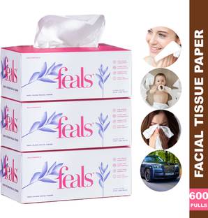 FEALS 2 Ply Facial Tissue Paper for Face (200 Pulls/box) (Pack of 3)