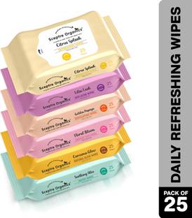 Sceptre Organics Refreshing Facial wet wipes with 6 different fragrances, Gentle & Hydrating