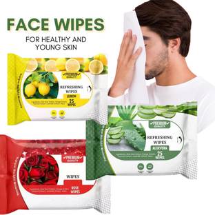 skinic Face Wipes for Oily Skin Sensitive - Premium Quality Rose Lemon Aloe Vera