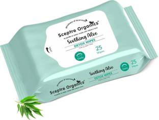 Sceptre Organic Aloe Detox Wipes | Ayurvedic, Paraben-Free | 25 Gentle Cleansing Wipes