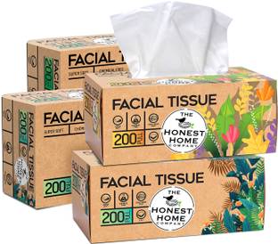 The Honest Home Company 2 Ply Facial Tissues Box - 200 Pulls - Pack of 4 (800 Pulls)