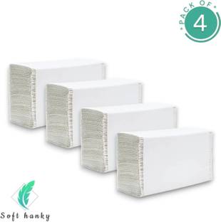 softhanky M Fold Tissue Paper Towel, Quick Absorbent, 100% Virgin Paper, White Napkins