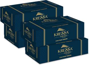 KRESSA Face Tissue Box 3 Ply | Facial Tissue | 4 Boxes 80 Pulls Per Box