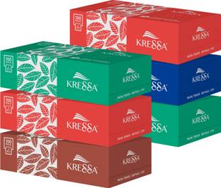 KRESSA 2 Ply Facial Tissue Box | Face Tissue | Made Of 100% Imported Natural Virgin Pulp | 6 Boxes 100 Pulls Per Box With Total 600 Pulls