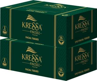 KRESSA 3-Ply Face Tissue Box | Facial Tissue | 2 Boxes 80 Pulls Per Box Total 160 Pulls