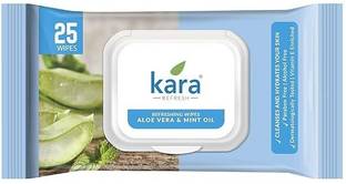 KARA Aloe Vera & Mint Oil Refreshing Facial Wet Wipes 25 Pulls