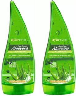AyurEver 99% Pure Natural Aloe Vera Beauty Gel For Face, Skin & Hair Care Pack of 2