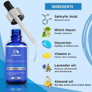 GoReady | 2% Salicylic Acid Serum with Witch Hazel & Willow Bark for Active Acne