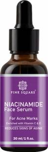 Pink Square 100% Pure & Natural Niacinamide Face Serum With Vitamin C, E Pack Of 1 ( 30 ml )