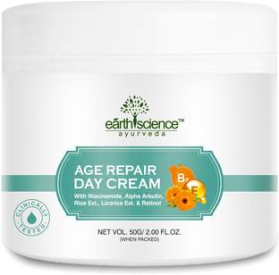 Earth Science Ayurveda Age Repair Day Cream with Alpha Arbutin, Niacinamide, Retinol