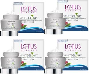 LOTUS HERBALS WHITEGLOW Skin Brightening & Nourishing Night Cream ( Pack of 4 ) ( 40gm 4 )