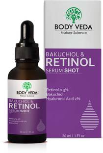 BODY VEDA Bakuchiol & 0.3% Retinol Serum Shot with 2% Hyaluronic Acid (Beginner Friendly)