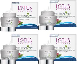 LOTUS HERBALS WHITEGLOW Skin Brightening & Nourishing Night Cream ( Pack of 4 ) ( 60gm 4 )