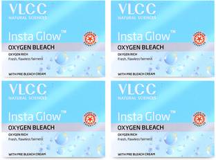 VLCC Insta Glow Oxygen Bleach-Brightens skin&fades facial hair visibility (Pack of 4)