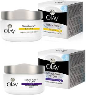 OLAY Natural Aura Day SPF 15 & Night 7 In One Cream (Pack of 2) 50g X 2