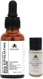 SUGANDA SKINCARE Suganda 2% BHA + 5% PHA + 25% AHA Exfoliating Serum Removes Dead Skin Cells, Smoothens Texture and Pore Clarifying, Soothes & Calms Skin, Exfoliant Facial for Even Skin Tone and Glowing Skin