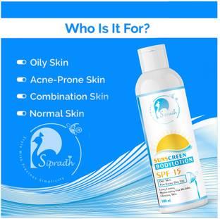 Sipradh Sunscreen - SPF 50 PA++ Vitamin C Daily Glow Sunscreen Body Lotion with Turmeric for Sun Protection