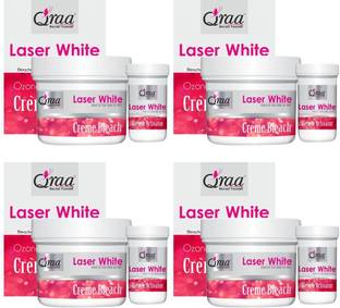 Qraa Laser White Creme Bleach 43Gm |With Bleach Activator 7Gm|Pack Of 4 | Value Pack