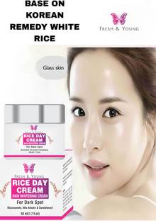 Fresh & Young Rice Water Day Cream For Glass White, Glow Skin With Niacinamide Ceramide